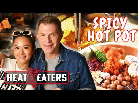 Bobby Flay Eats FIERY Hot Pot + Spicy Street Food & Chinese Noodle Tutorial! | Heat Eaters