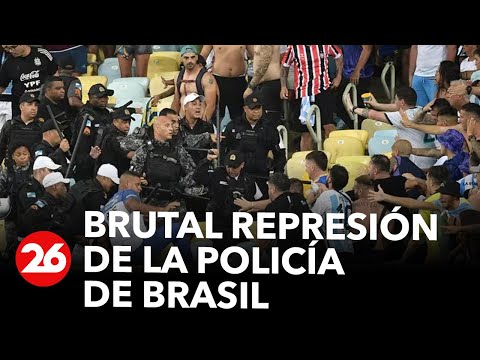 Brutal represión de la policía de Brasil a los hinchas argentinos en las tribunas del Maracaná