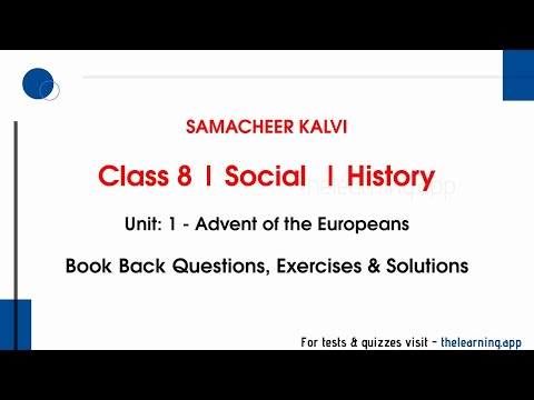 Advent of the Europeans Exercises, Answers | Unit 1  | Class 8 | History | Social | Samacheer Kalvi