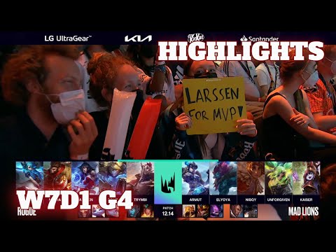 RGE vs MAD - Highlights | Week 7 Day 1 S12 LEC Summer 2022 | Rogue vs Mad Lions W7D1