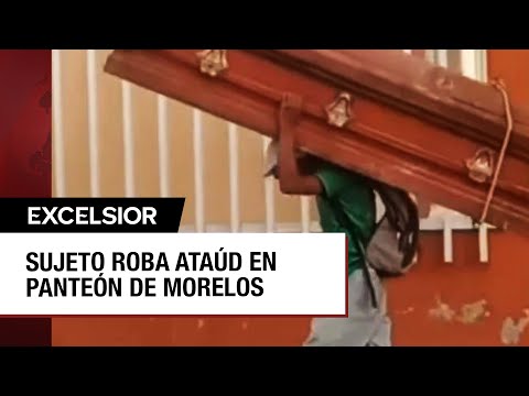 Hombre roba ataúd de un panteón en Morelos y se lo lleva a cuestas
