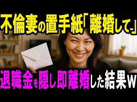 妻｢離婚して。もう限界なのw｣置き手紙を見た俺｢OK！w｣即離婚し、金を隠して消えた。妻｢やっぱりやり直したい｣の鬼電を永久に無視した結果【スカッと】