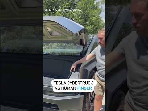 Man Tests Tesla Cybertruck Trunk Sensor With His Finger