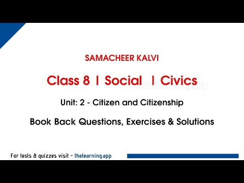 Citizen and Citizenship Book Back Questions | Unit 2  | Class 8 | Civics | Social | Samacheer Kalvi