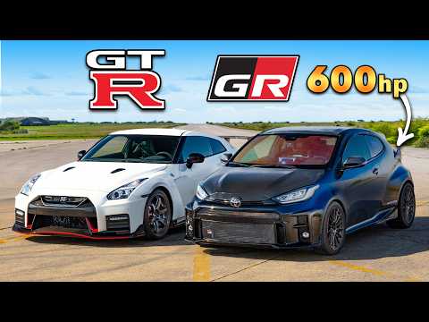 Nissan GTR Nismo vs Tuned Toyota GR Yaris: Epic 600HP Drag Race Showdown