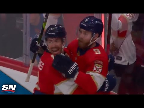 Panthers Sam Bennett Pokes Puck Past Igor Shesterkin From Behind Goal Line