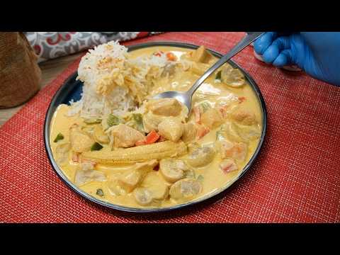 دجاج بالكريمة والخضار مع الرز الأبيض ب 30 دقيقة بتكون جاهزة لازم تجربوها