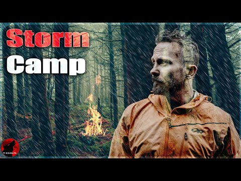 ⛈️ Thunder & Lightning Camp in Heavy Rain - Storm Camping Under a Tarp Adventure
