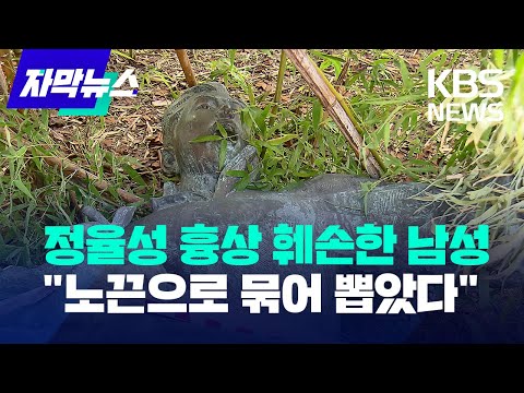 [자막뉴스] 정율성 흉상 훼손한 남성 "노끈으로 묶어 뽑았다" / KBS 2023.10.03.