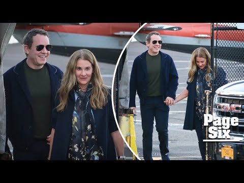 Melinda French Gates holds hands with new entrepreneur boyfriend Philip Vaughn as they arrive in NYC