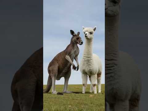 캥거루와 알파카의 묘한 신경전 / Strange Standoff Between a Kangaroo and an Alpaca #animals