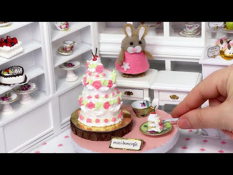 Miniature Buttercream Rose Swirl cake 🎂✨ mini food cooking asmr ✨ minibuncafe