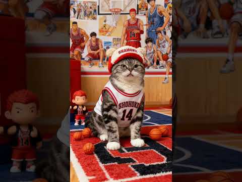 Slam Dunk Cat #14 🏀😻 Ready for the Game! | Cutest Basketball Fan Ever!