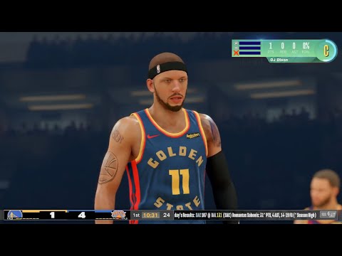 NBA 2K25 My CAREER - 28 PTS - WARRIORS vs KNICKS | 1st Half | Gameplay | DJ DIXON PG#11