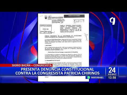 24Horas Sigrid Bazán denuncia constitucionalmente a Patricia Chirinos