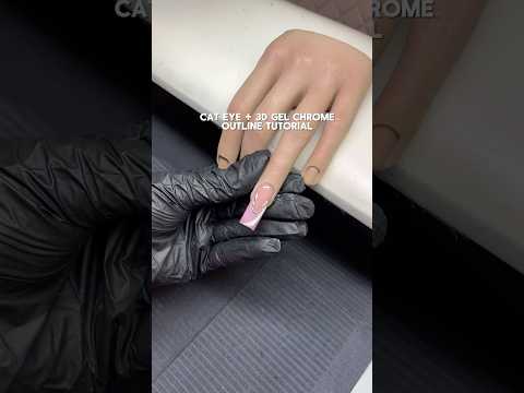 cat eye with 3d gel chrome outline tutorial #cateyenails #nailartdesigns #naildesign #chromenails