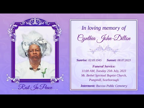 In Loving Memory of Cynthia John-Dillon
