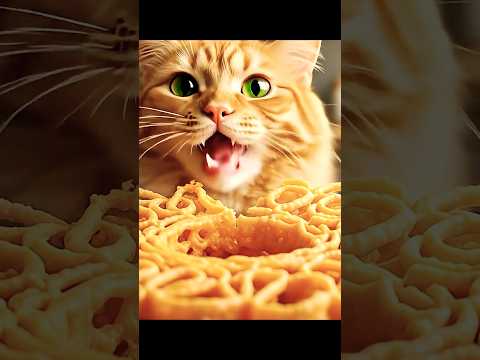 Cute cats are eating a crispy kue cucur#cutecat #lovelyanimals