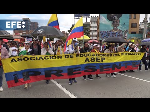 Maestros colombianos protestan en Bogotá ante la privatización de la educación