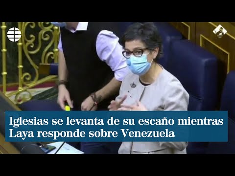 Iglesias abandona su escaño mientras González Laya responde a una pregunta sobre Venezuela
