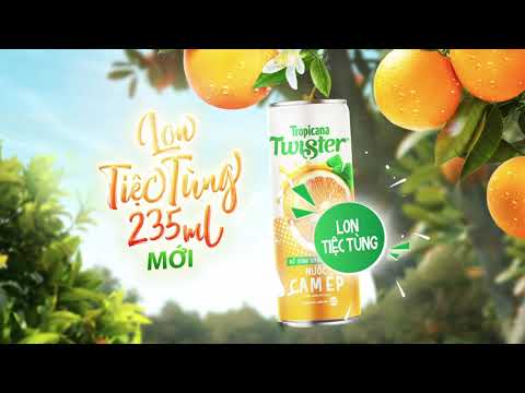 NƯỚC CAM ÉP TWISTER: LON TIỆC TÙNG 235ML MỚI - TIỆC VUI RỘN RÀNG