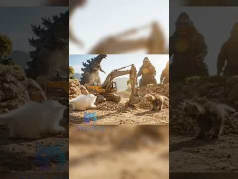 Persian & Maine Coon Kittens Witness Excavator, Godzilla vs Kong in a Mining World! ⛏️ #asmrkittens