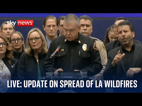 Fire and police chiefs hold news conference updating on spread of Los Angeles fires - Watch live