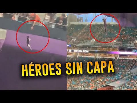 Aficionados salvan a gatito que cae del techo en estadio de fútbol americano