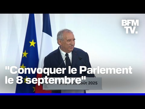 Budget: François Bayrou va demander un vote de confiance à l'Assemblée nationale le 8 septembre