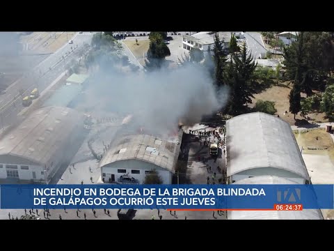 Gran incendio en la bodega general de la Brigada Blindada Galápagos