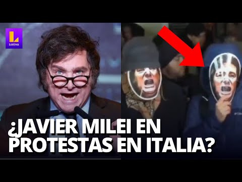 En ITALIA PROTESTAN usando máscaras de JAVIER MILEI, presidente de ARGENTINA
