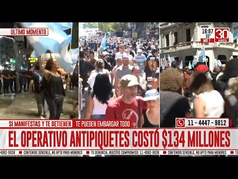 El operativo antipiquetes de Bullrich costó $134 millones: Que paguen los manifestantes