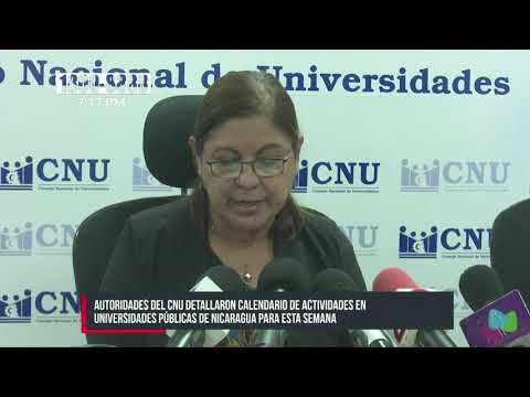 Calendario de actividades en universidades públicas de Nicaragua