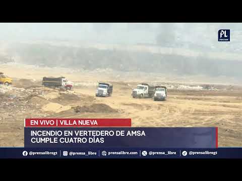 Incendio en el vertedero de Amsa en Villa Nueva se mantiene luego de cuatro días