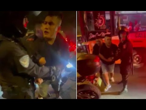 Policía borracho maneja moto y se pone faltoso en plena intervención