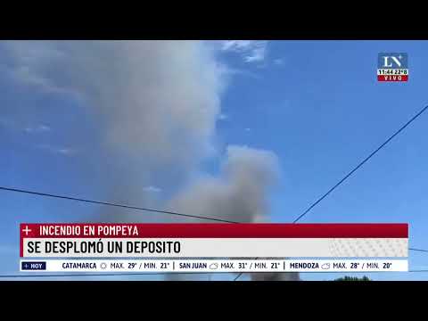 Incendio en Pompeya: se incendió y desplomó un deposito