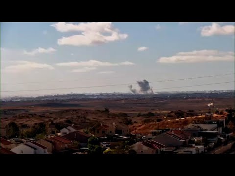 Explosion in Gaza seen from southern Israel