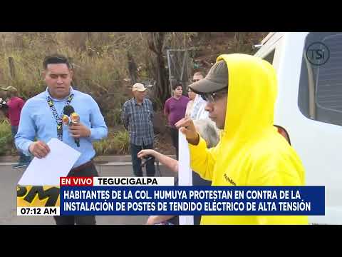Habitantes de la Colonia Humuya protestan en contra de la instalación de postes de tendido eléctrico