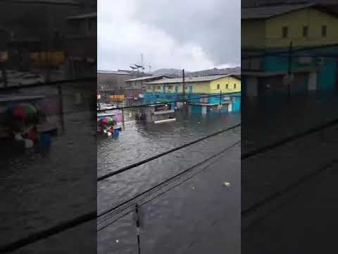 Flooding along South Quay in Port-of-Spain