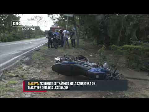 Joven pareja se lesiona al caer de una moto en la Ctra. a Masatepe - Nicaragua