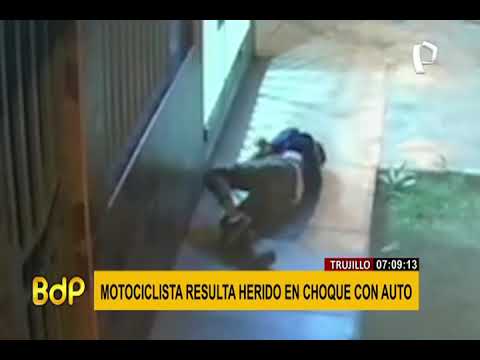 Trujillo: así quedó motociclista que no llevaba casco de seguridad tras choque