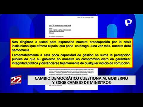 Congresistas de Cambio Democrático responsabilizan a Pedro Castillo por crisis política (3/2)
