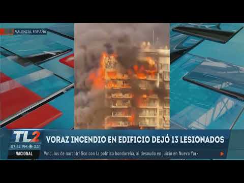 Voraz incendio edificio España