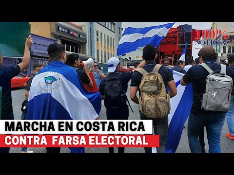 Nicaragüenses en Costa Rica marchan contra la farsa electoral