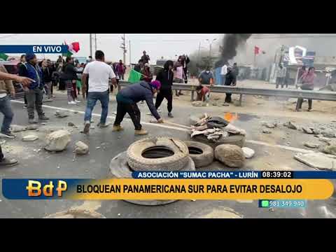 Bloquean Panamericana Sur para evitar desalojo de 300 familias por parte de inmobiliaria (1/3)