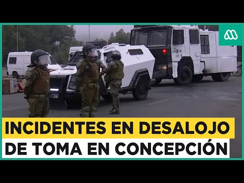 Incidentes en desalojo de toma en Concepción: Carabineros saca a las personas del lugar