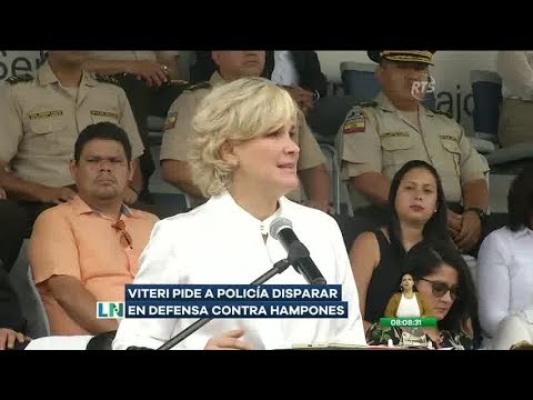 Cynthia Viteri le pide a los policías disparar en contra de delincuentes