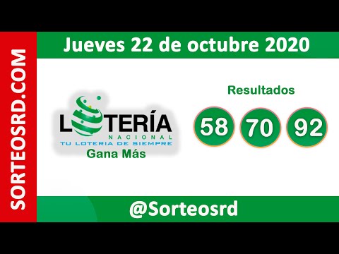 Loteria Nacional Gana Más en VIVO   / Jueves 22 de octubre 2020