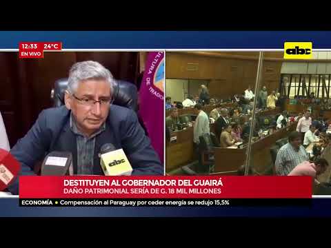 Destituyen a gobernador del Guairá