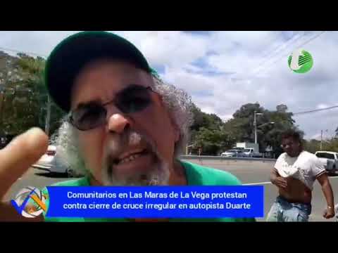 Comunitariosde en Las Maras, La Vega protestan contra cierre de cruce irregular en autopista Duarte